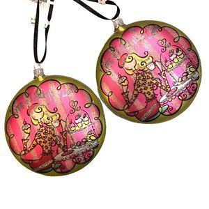 NWT - Set of Two Glass Blown & Hand Decorated Ornaments